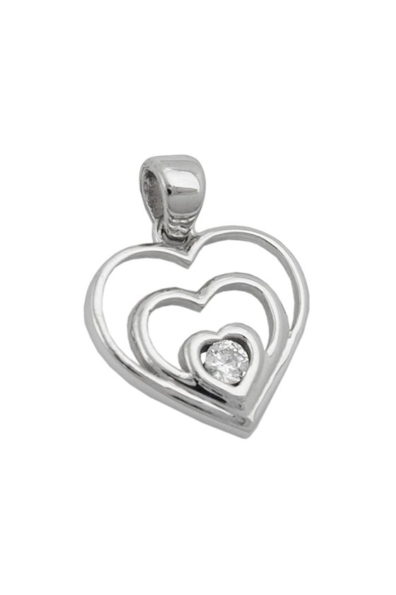 PENDANT HEART 9K WHITE GOLD