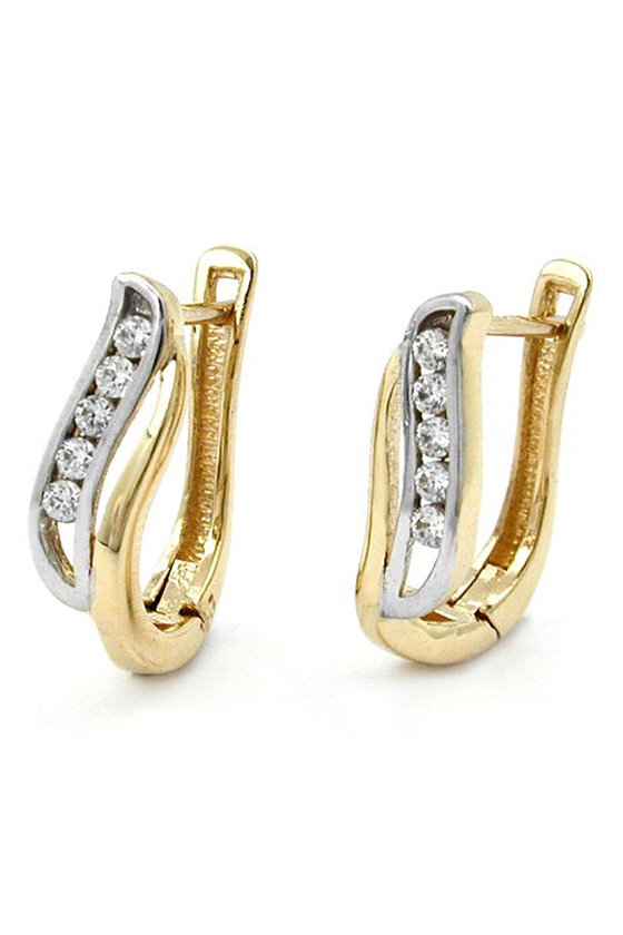 EARRINGS HOOP 13MM TWO TONE 9K GOLD