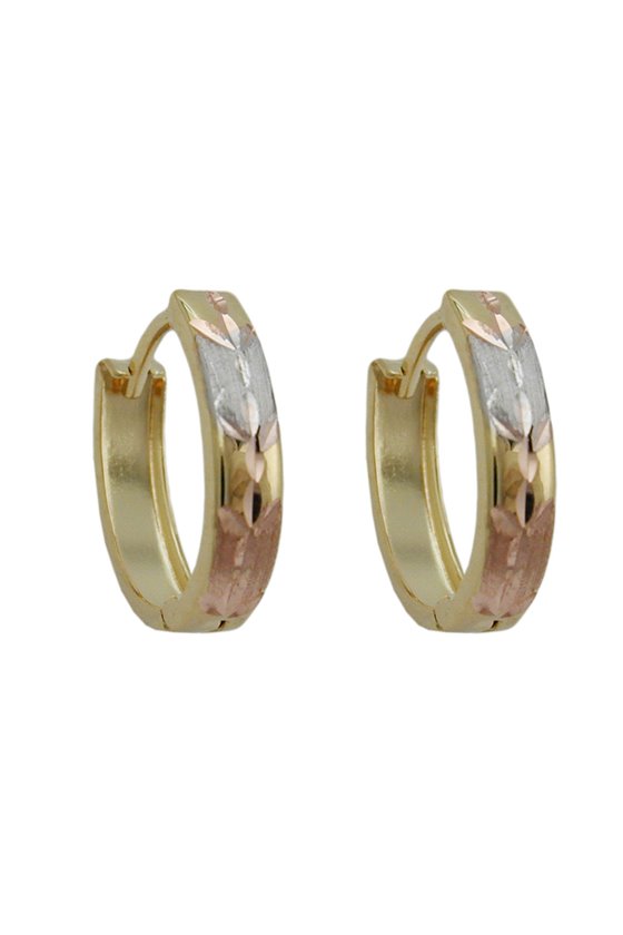 EARRINGS HOOP DIAMOND CUT 9K GOLD
