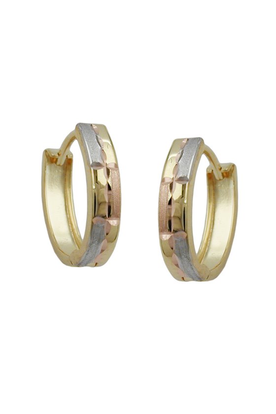 EARRINGS HOOP DIAMOND CUT 9K GOLD