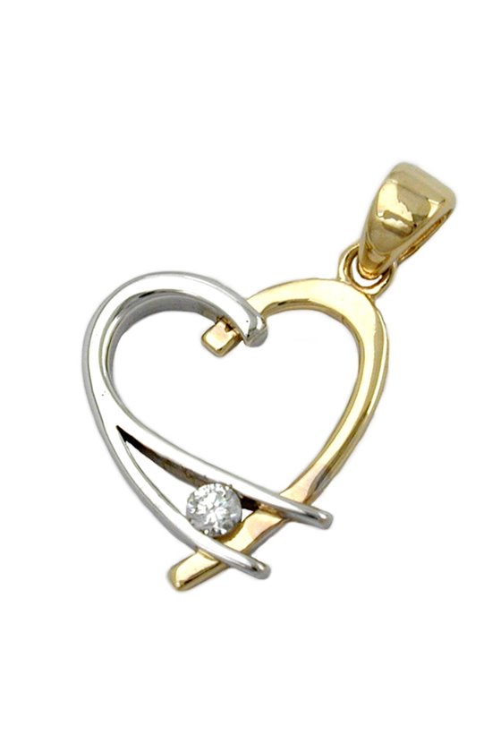 PENDANT HEART BICOLOR GOLD 9K