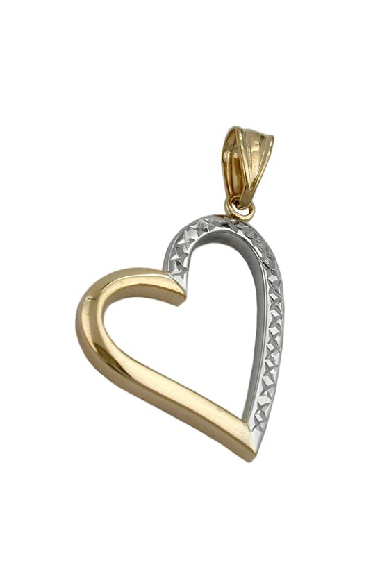PENDANT HEART BICOLOR GOLD 9K