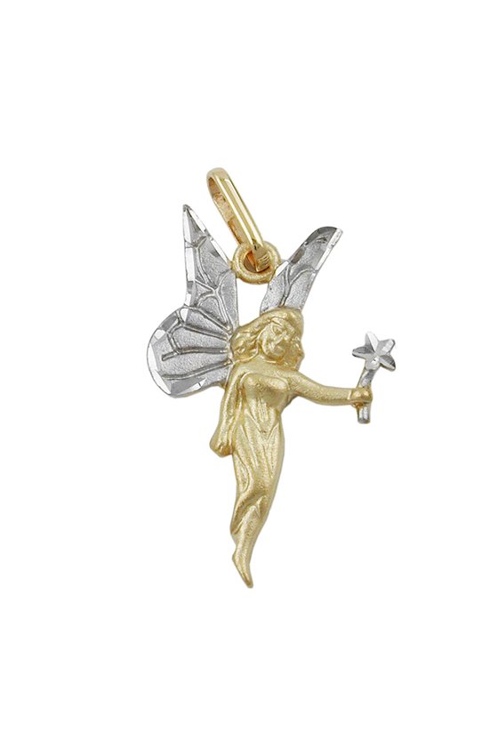 PENDANT FAIRY TWO TONE 9K GOLD
