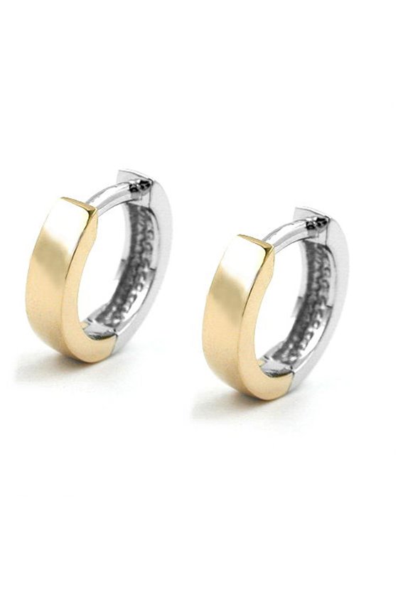 EARRINGS HOOP BICOLOUR 11X3MM 14K GOLD