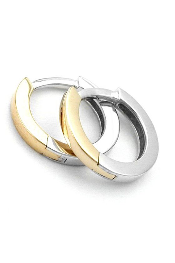 HOOP EARRING BICOLOUR 11X2MM 14KT GOLD