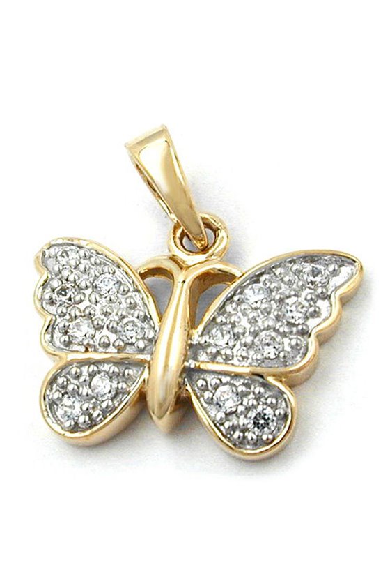 PENDANT BUTTERFLY ZIRCONIAS 14K GOLD