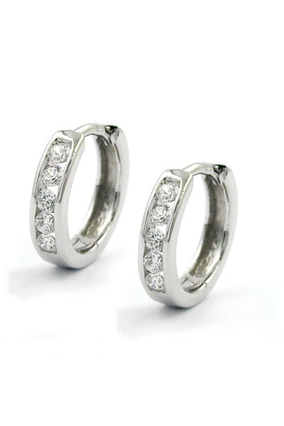 EARRINGS HOOP ZIRCONIAS 9 KT WITHE GOLD