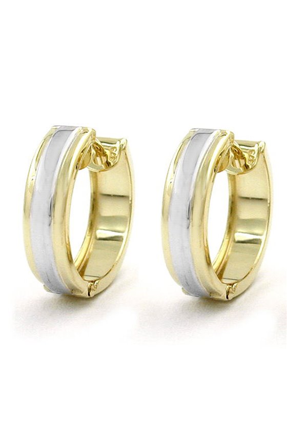 EARRINGS HOOP TWO-TONE 9K GOLD
