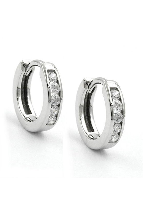 HOOP EARRINGS 12 ZIRCONIA 9K WHITE GOLD