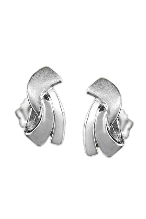 EARRINGS MATTE FINISH 9K WHITE GOLD