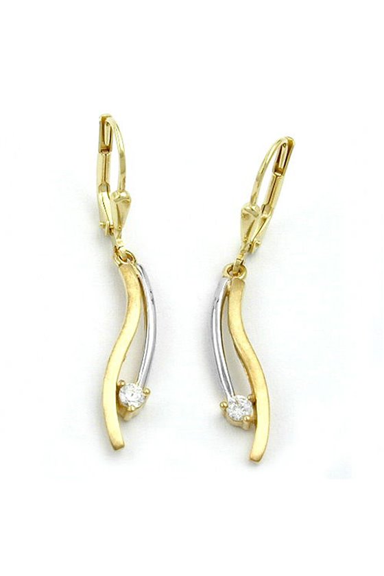 EARRINGS LEVERBACK ZIRCONIA 9K GOLD