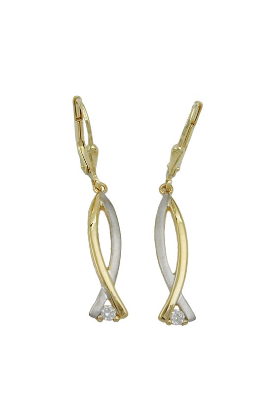 EARRINGS LEVERBACK CUBIC ZIRCONIA 9K GOLD