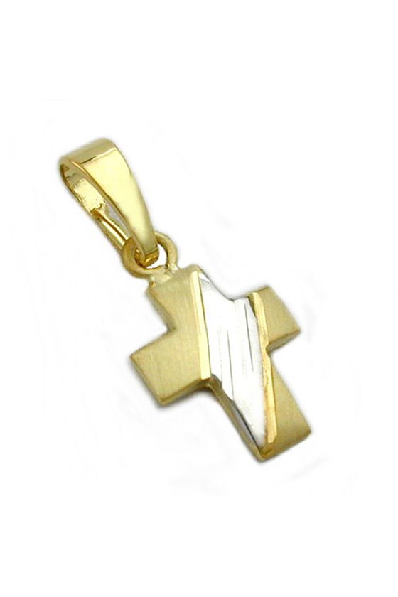 PENDANT CROSS BICOLOR 14K GOLD