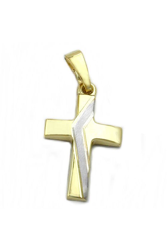 PENDANT CROSS BICOLOR 14K GOLD