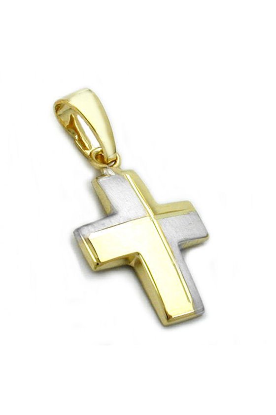 PENDANT CROSS BICOLOR 14K GOLD