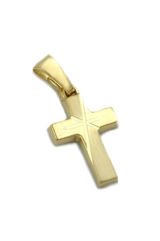PENDANT CRUCIFIX DIAMOND CUT 14K GOLD