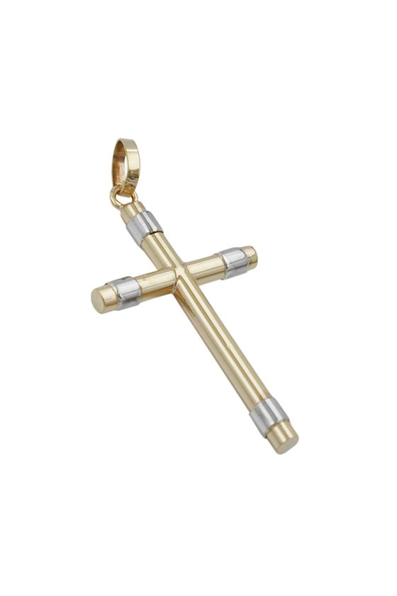 PENDANT CROSS BICOLORED 9K GOLD