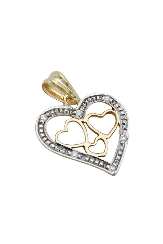 PENDANT HEART BICOLOURED 9K GOLD