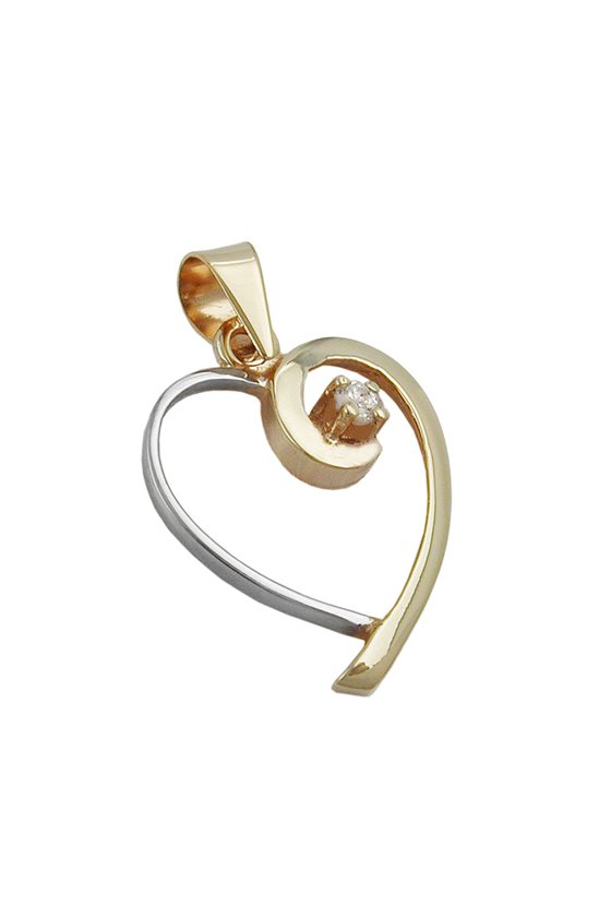 PENDANT HEART BICOLOURED 9K GOLD