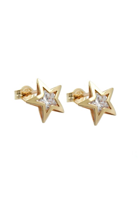 EARRINGS STAR CUBIC ZIRCONIA 9K GOLD