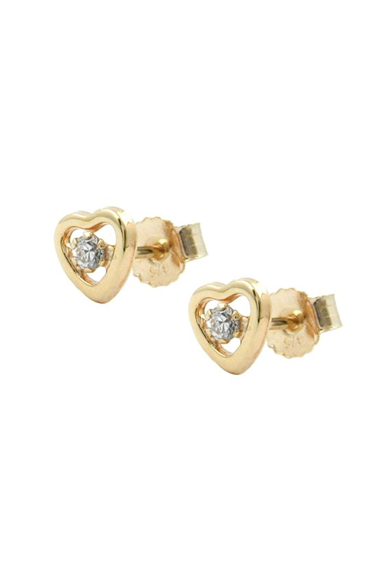 EARRINGS HEART CUBIC ZIRCONIA 9K GOLD