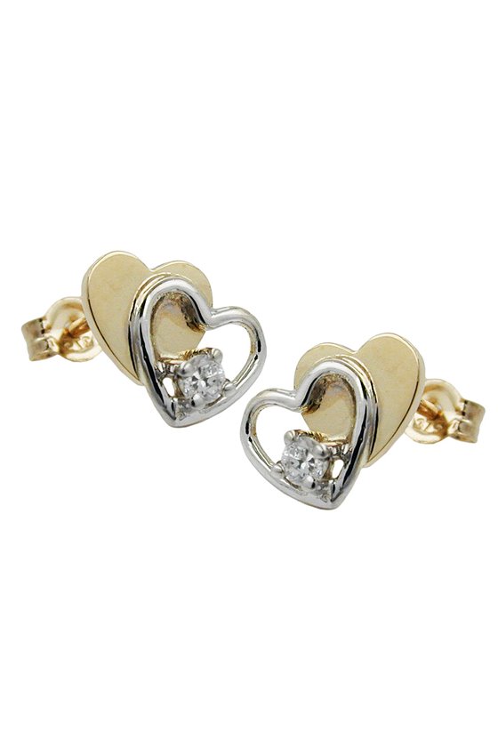 EARRINGS STUDS HEARTS 9K GOLD