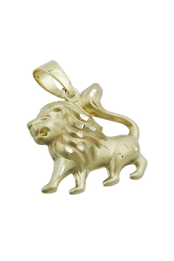PENDANT LION MATT-SHINING 14KT GOLD