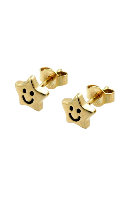 EARRINGS STAR WITH FACE 9K GOLD