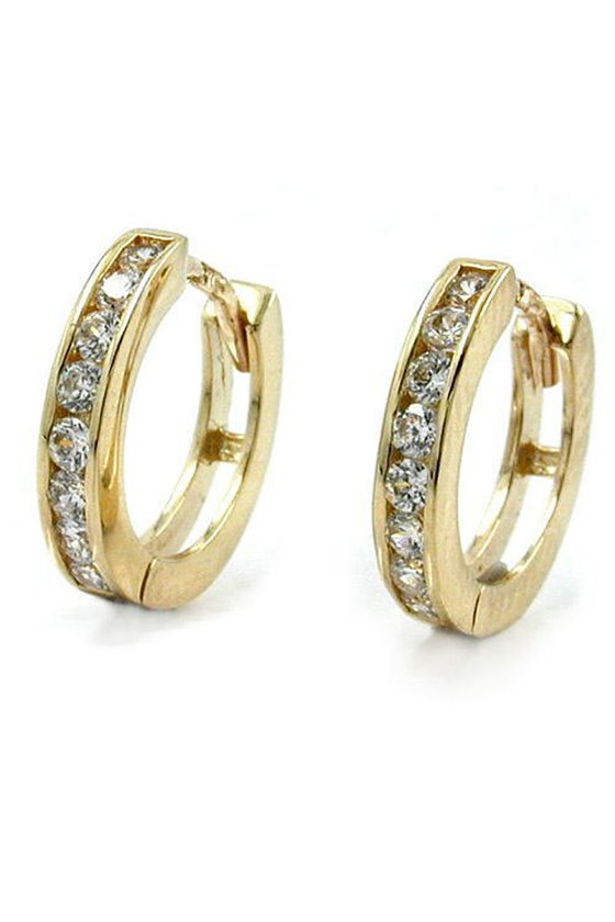 HOOP EARRINGS 11MM ZIRCONIAS 9K GOLD