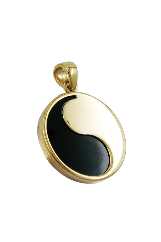 PENDANT 15MM YIN-YANG ONYX 9K GOLD