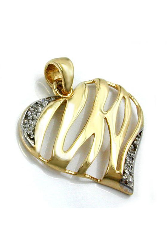 PENDANT HEART BICOLORED 9K GOLD