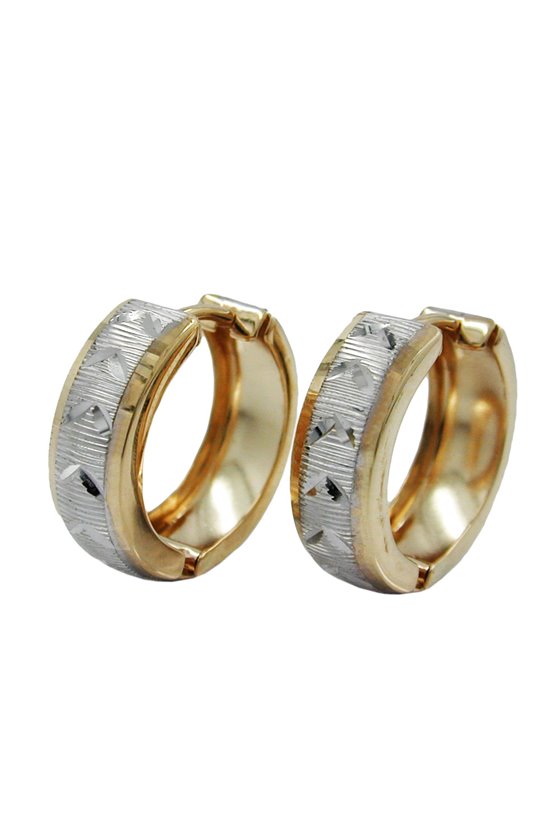 HOOP EARRINGS 15MM TWO TONE 9KT GOLD