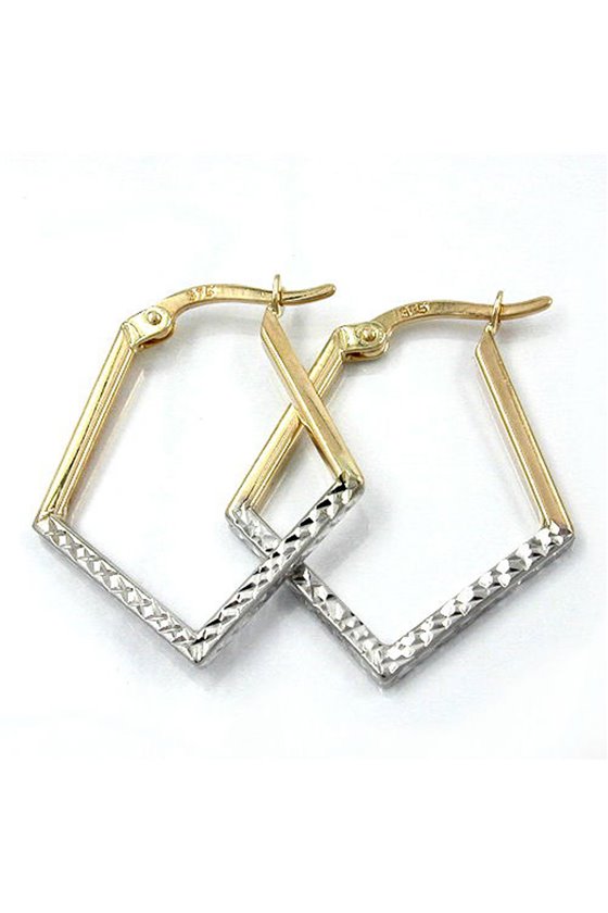 EARRINGS HOOP BICOLOUR 9K GOLD WHITEGOLD
