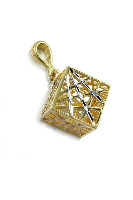 PENDANT FILIGREE DICE 10MM 9K GOLD