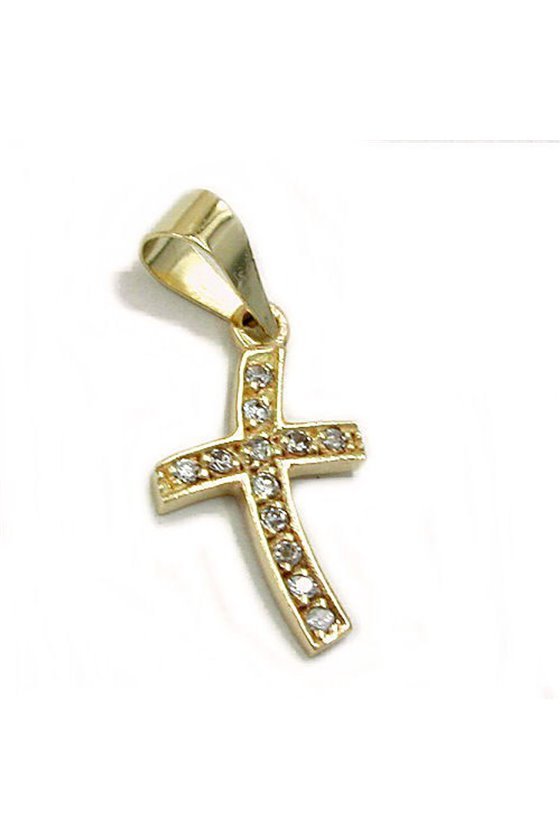 PENDANT CROSS ZIRCONIAS 14K GOLD