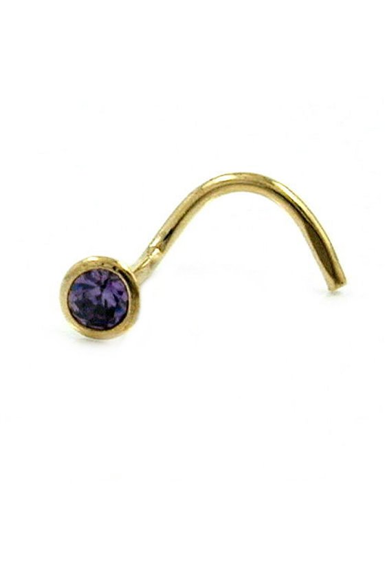 NOSE SCREW CUBIC ZIRCONIA PURPLE 18K GOLD
