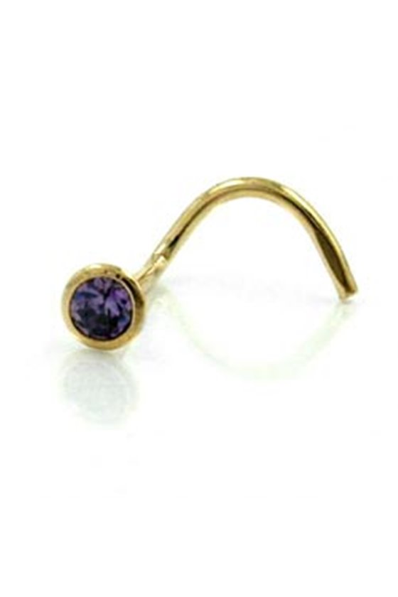 NOSE SCREW CUBIC ZIRCONIA PURPLE 18K GOLD