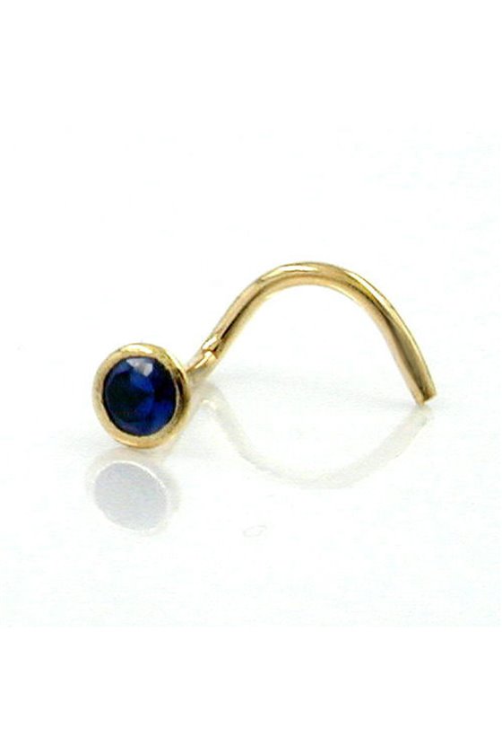 NOSE SCREW CUBIC ZIRCONIA SAPPHIRE 18K GOLD