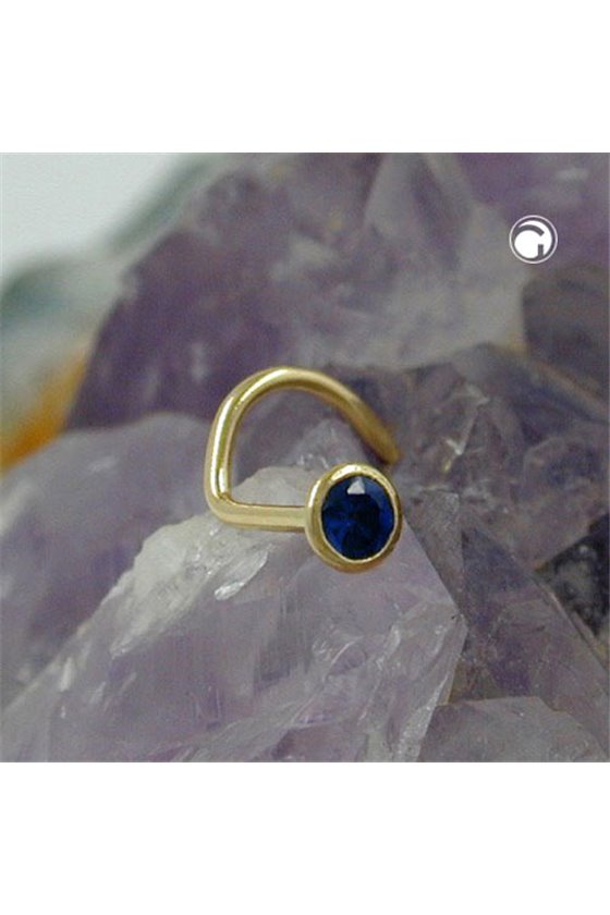 NOSE SCREW CUBIC ZIRCONIA SAPPHIRE 18K GOLD