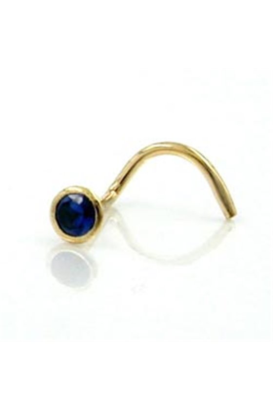 NOSE SCREW CUBIC ZIRCONIA SAPPHIRE 18K GOLD