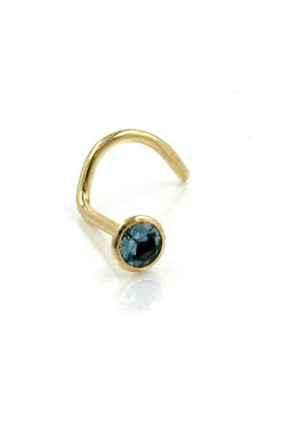 NOSE SCREW CUBIC ZIRCONIA AQUA 18K GOLD