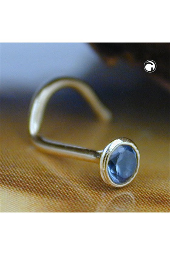 NOSE SCREW CUBIC ZIRCONIA AQUA 18K GOLD