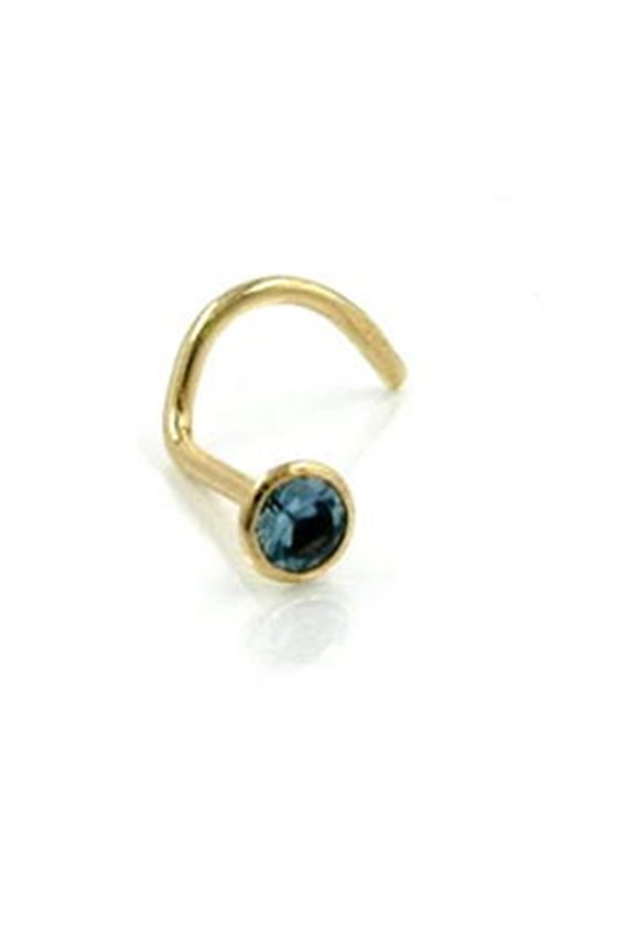 NOSE SCREW CUBIC ZIRCONIA AQUA 18K GOLD