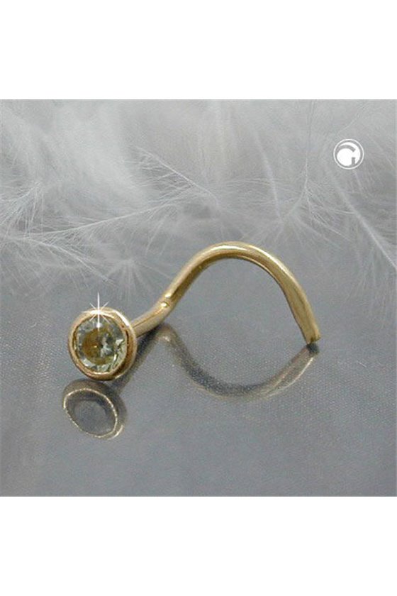 NOSE SCREW CUBIC ZIRCONIA CITRIN 18K GOLD