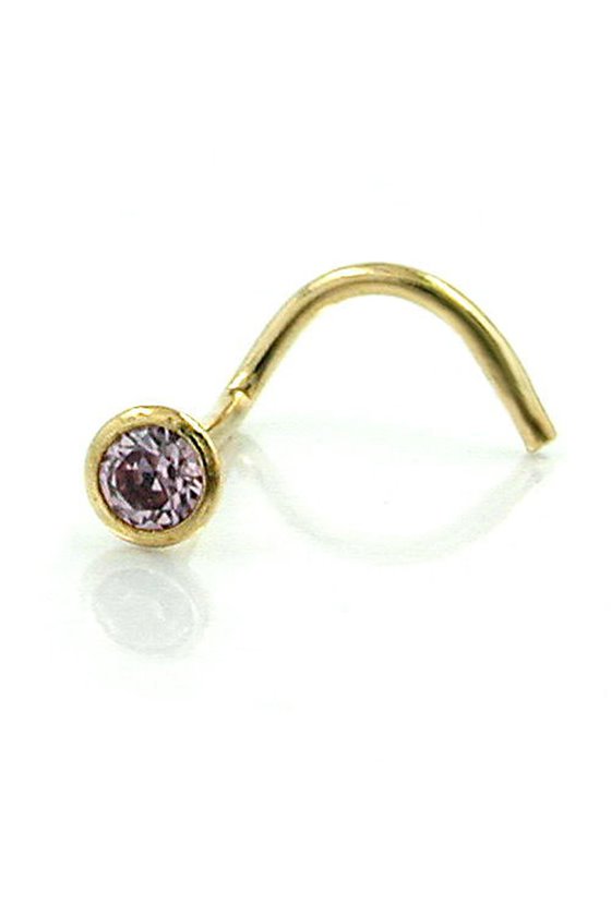 NOSE SCREW CUBIC ZIRCONIA ROSE-PINK 18K GOLD