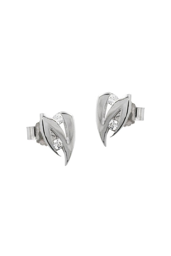 EARRINGS 8MM ZIRCONIA 14K WHITE GOLD