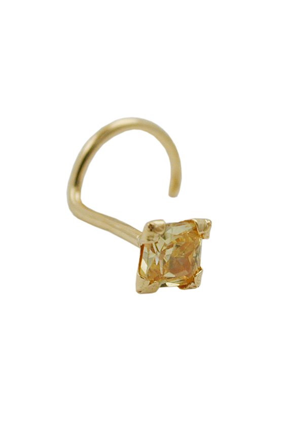 NOSE SCREW CUBIC ZIRCONIA CITRIN 18K GOLD