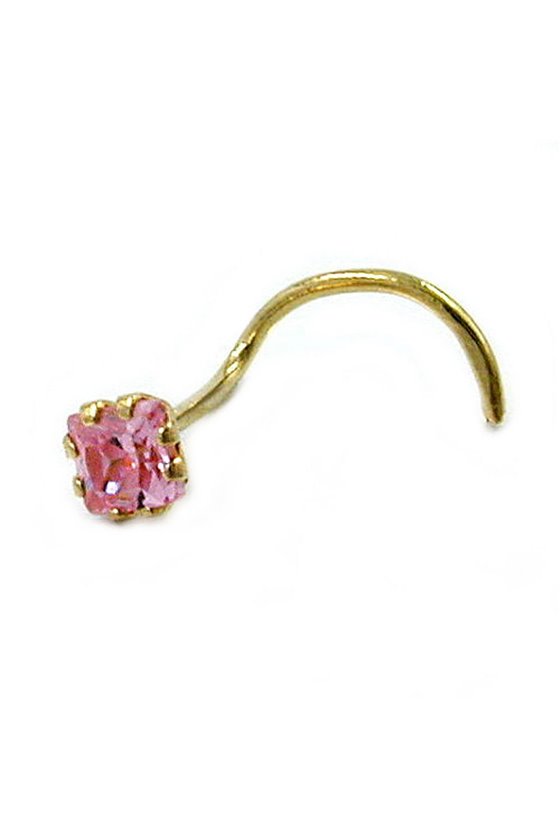 NOSE SCREW ROSE/PINK ZIRCONIA 18K GOLD