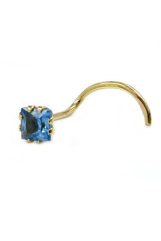 NOSE SCREW ZIRCONIA-AQUA 18KT GOLD