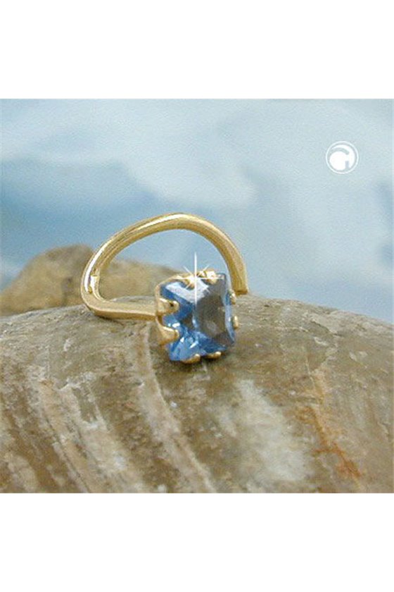 NOSE SCREW ZIRCONIA-AQUA 18KT GOLD